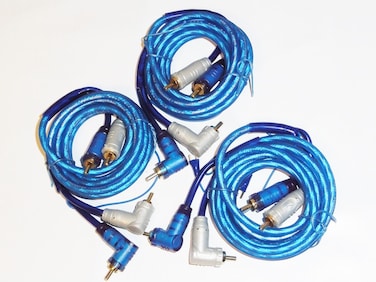 The Electronics PowerHouse TEP Installer 3 Pack RCA Audio Cable Cables 15 Feet Right Angle with Amplifier Remote Wire