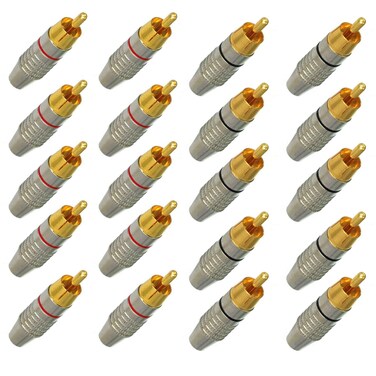 Fielect 50Pcs RCA Male Connector Plug with Spring Coax Audio Solder Adapter Gold