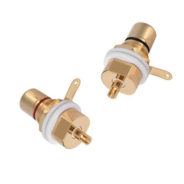 bnafes RCA Terminal Gold Plated Copper RCA Panel Mount Female Jack Terminal Socket Audio Connector 2 Pcs Used for TV, DVD, Computer, Speaker