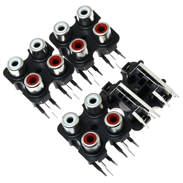 E-outstanding RCA Female Jack 4PCS PCB Mounted AV Concentric Outlet 4 RCA Female Video Socket Right Angle Connector