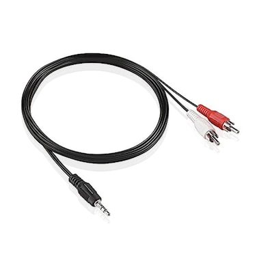 JEXON STEREO MINI 3.5MM TO DUAL RCA AUDIO CABLE / MINI 3.5MM TO TWO RCA PLUG 6FT