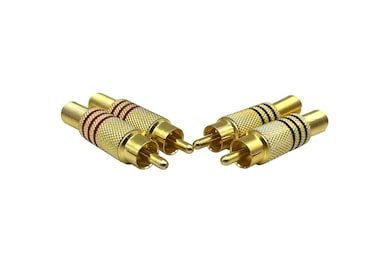 Dafensoy RCA Stereo Male Connector Plug,Spring Coaxial Audio Solderless Red and Black Circle Metal Gold-Plated Connector Adapter(4-Pack)