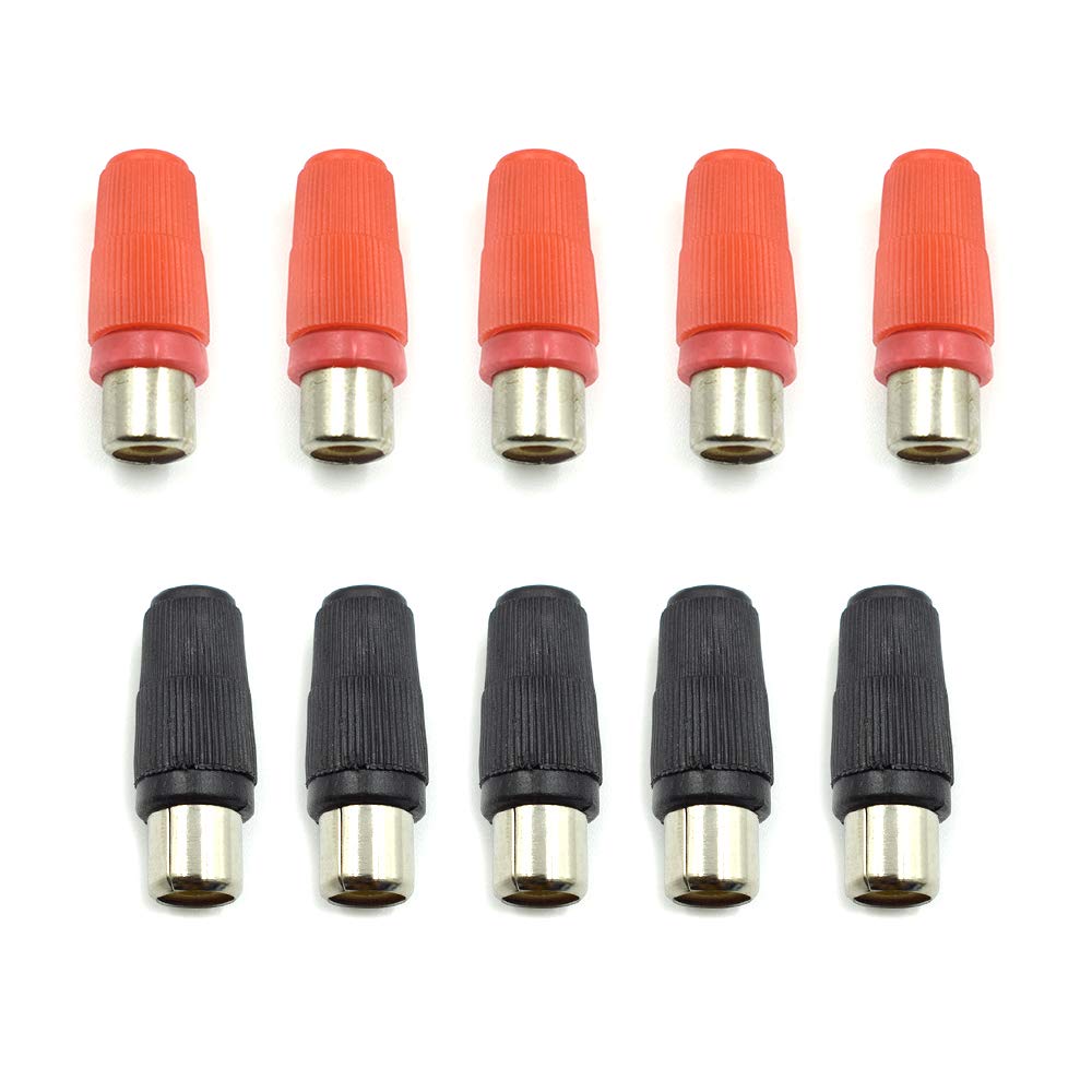 hxchen Hxchen Plastic Handle Female Rca Phono Jack Connector Cylindrical And 5 Pairs