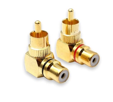 Besmelody RCA Male to Female Plug Adapters M/F Gold-Plated Connector 90 Degree Right Angle
