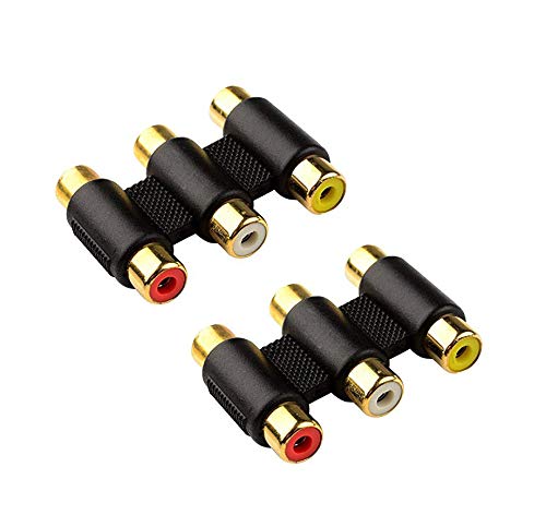 halokny Halokny Rca Connector 3-rca Female To Female Coupler Adapter rca