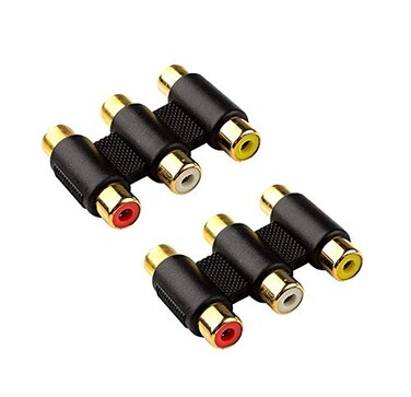 Halokny RCA Connector,Haokiang (2 Pack) Audio Video 3-RCA Female to Female Coupler Adapter
