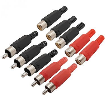 Chironal 10pcs/lot Plastic Lotus Audio and Video Head RCA Male and Female Welding Head AV Male Plug Lotus Plug Welding Connector Colorful Red Black White and Yellow (Male+Female)