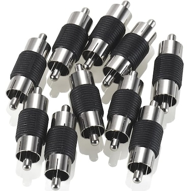 Warmstor RCA Male to Male Coupler 10-Pack, Dual Male Connector RCA M-M Adapter Nickel Plated