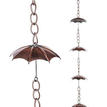 Rain Chains Metal Decorative Umbrella Rain Chain Bell 72" for Home Garden Patio Outdoor Decor Rain Chain