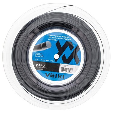 Volkl V-Pro   Tennis Racquet String   Durability &amp; Firm Feel   Smooth Co-Polymer String (Black, V20106_18G, Reel)