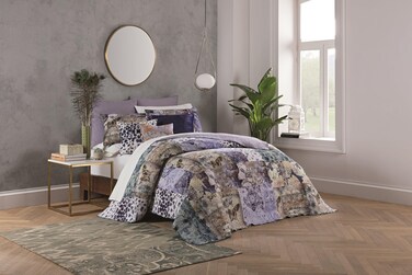Tracy Porter Lillian Quilt - Lavender Multi Bedspread- Colorful Cotton Bed Blanket - Twin