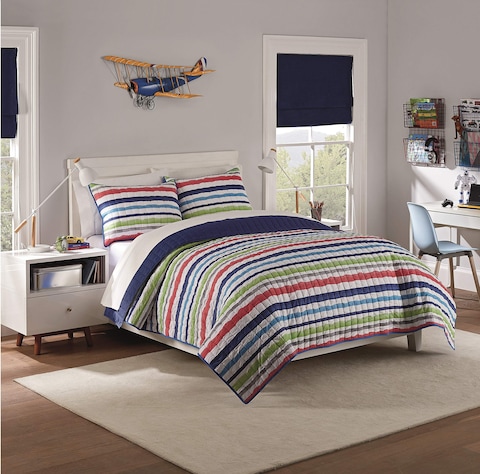 WAVERLY Kids Froot Loops 3pc Quilt Set, Navy, Full