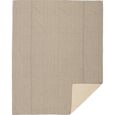 VHC Brands Sawyer Mill Ticking Stripe Quilt, Twin 68x86, Charcoal Grey