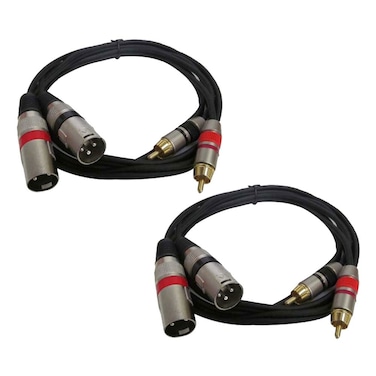 Seismic Audio - SAXFRM-2x5-2Pack - Pair of 5 Foot Dual XLR Male to Dual RCA Male Patch Cables - 5' DJ Patch Cord