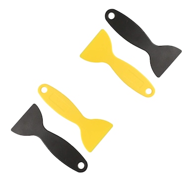 12 Packs Plastic Putty Knife Set, Black and Yellow Flexible Paint Scrapers Tool Painting Aligning Repair Accessories Tools for Spackling Patching Decals Wallpaper Putty and Paint