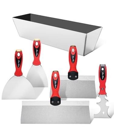 Bates- Drywall Knife Set, 6pcs, Drywall Tools Finishing, Drywall Mud Pan, Spackle Tool, Drywall Finishing Tools, Drywall Mud Tools, Putty Knife Set, Putty Knives, Drywall Pan