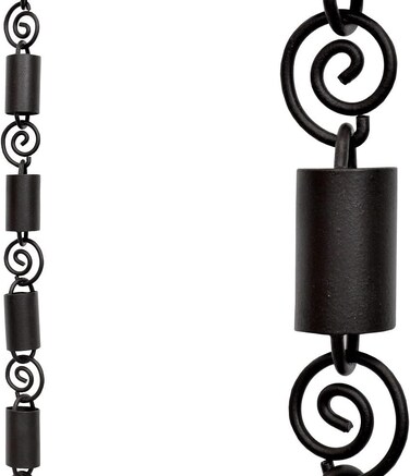 Rain Chains Pacific   Spiral Channel Link 8.5 FT Rain Chain for Gutters   Black Powder Coated Aluminum Rain Chain   Elegant Rain Chains for Water Catcher for Outside
