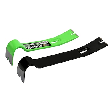 Grip 2 pc Heavy Duty Flat Pry Bar Set - 9" and 11" Pry Bars with Nail Slots on Both Ends - Pulling, Scraping, and Prying Jobs - Carbon Steel - Home, Garage, Barn, Workshop