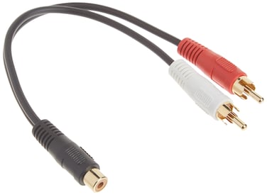 C2G Legrand RCA Female to Two RCA Male Signal Splitter Cable, Black RCA to RCA Splitter, 6 Inch Audio Stereo Y-Cable, 26 AWG Audio Signal Converter Cable, 1 Count, C2G 03181