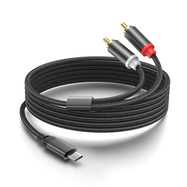 USB C to RCA Audio Cable 6.6FT, Type-C to 2 Male Y RCA Splitter, RCA to USB C Adapter for iPhone 15 Series, Home Theater, DVD, Amplifier, Speaker, Car Stereo, Samsung Galaxy S23