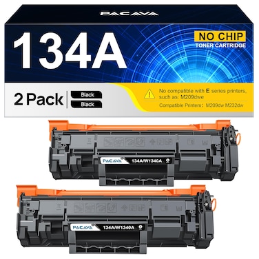 134A Black Toner Cartridge (No Chip) Compatible Replacement for HP 134A W1340A Toner Cartridge to Work with HP Laserjet M209dw MFP M234dw M234sdn M234sdw Printer (2-Pack)