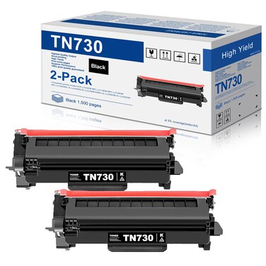 TN730 TN-730 Black Toner Cartridges 2 Pack Compatible TN730 Toner Cartridge Replacement for Brother DCP-L2550DW MFC-L2710DW L2750DW L2750DWXL Printer