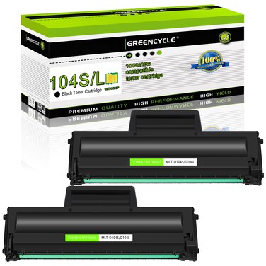 greencycle 2 Pack Compatible Toner Cartridges Replacement for Samsung MLT-D104S MLTD104S MLT-D104L 104S MLT-D1043S for ML-1665 ML-1660 ML-1661 ML-1865w ML-1665 ML-1675 SCX-3200 SCX-3205 Printer