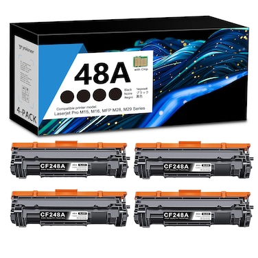 48A Toner Cartridge Black 4 Pack (with CHIP)   48 A Toner Replacement for HP48A CF248A Compatible with Laserjet Pro M15a M15w, MFP M28a M28w, MFP M29w, MFP M30w, MFP M31w Printer   48A CF248A Toner