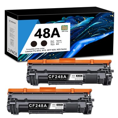 48A CF248A Toner Cartridge Black 2-Pack with CHIP: 48A Toner Cartridges Compatible Replacement for HP 48A CF248A Works with Laserjet Pro M15a M15w, MFP M28a M28w, MFP M29w, MFP M30w, MFP M31w Printer