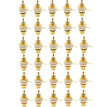 RCA Panel Mount Chassis Socket Plug Jack Gold Plated Female Connector Red Black - &iuml;&frac14;&circ;30 Pcs&iuml;&frac14;&permil;