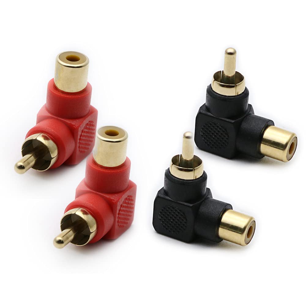 آر جي زهي هوي إف زد Rgzhihuifz Rca Male To Female Connectors Right Angle Plug Adapters 4 Pack