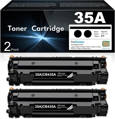 35A CB435A Toner- Compatible 2 Pack 35A Toner Cartridge Replacement for HP 35A 36A CB436A 85A CE285A Laser P1002 P1003 P1004 P1005 P1006 P1007 P1008 P1009 Printer
