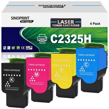SINOPRINT Remanufactured Toner Cartridge Replacement for Lexmark C2325dw C2325 MC2325adw C2535dw MC2535adwe C2425dw MC2425adw MC2640adwe Printer C231HK0 C231HC0 C231HM0 C231HY0 (BMCY 4-Pack)