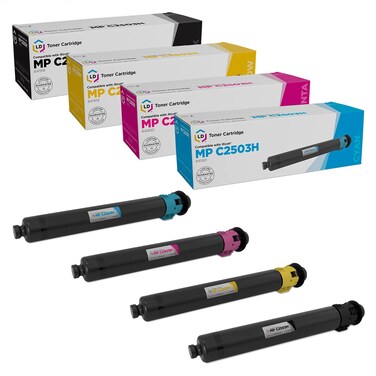 LD Products Compatible Toner Cartridge Replacement for Ricoh Aficio MP C2003 &amp; MP C2503 (Black, Cyan, Magenta, Yellow, 4-Pack) Compatible with Aficio MP C2003 MP C2003 Plus MP C2004 MP C2503 MP C2504