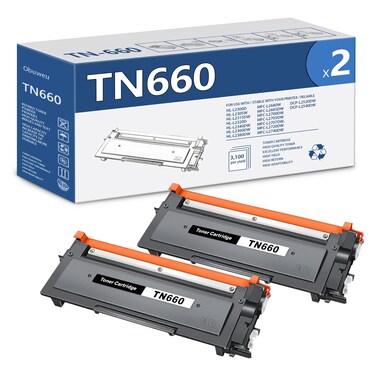 TN660 Toner Cartridge Replacement for Brother TN-660 TN630 High Yield to use with HL-L2300D HL-L2380DW HL-L2320D DCP-L2540DW HL-L2340DW HL-L2360DW MFC-L2720DW Printer (2 Black)