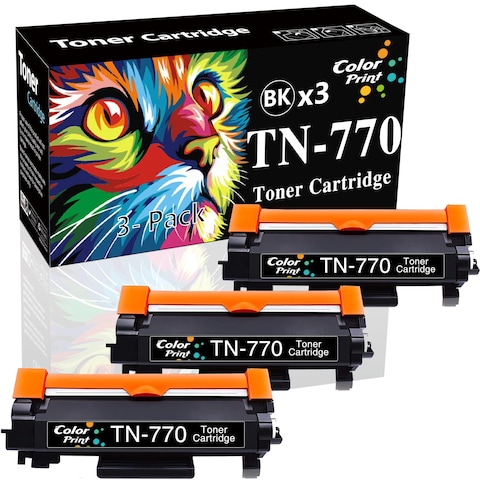 Color Print Compatible Toner Cartridge Replacement for Brother TN770 TN-770 TN 770 TN760 for HL-L2370DW HL-L2370DWXL MFC-L2750DW MFC-L2750DWXL HL-L2370DW XL MFC L2750DW Printer (3-Pack, Black)