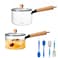 Inevoc 2 pack Glass Pot for Stove Top,60Oz/1.8L Clear Glass Pot Set for Cooking,Saucepan with Cover,Heat-resistant Simmer Pot for Pasta,Soup,Milk,Cookware with Lid and Long Handle