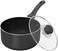 Utopia Kitchen 2 Quart Nonstick Saucepan with Detachable handle &amp; Glass Lid (Grey - Black)