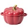Dutch Oven Pot with Lid, Pumpkin Pottery Dessert Saucepan, Mini Baking Dish Cute Pumpkin Bowl, Covered Dutch Oven Ceramic Stockpot, Pumpkin-Shaped Casserole (Red)
