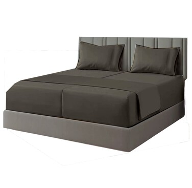 Split King Sheets For Adjustable Bed,Sheets For Adjustable Bed,Twin XL Fitted Sheets For Adjustable Bed Split King,Split King XL Sheets,King Size Split Sheets-16"Drop (5 Pieces)(Dark Grey Solid)