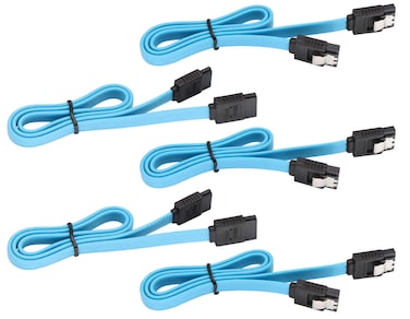 zdyCGTime SATA Cable III, SATA Cable III 6Gbps Straight HDD SDD Data Cable with Locking Latch Compatible for SATA HDD, SSD, CD Driver, CD Writer 19 Inch (5 Pack/Blue)
