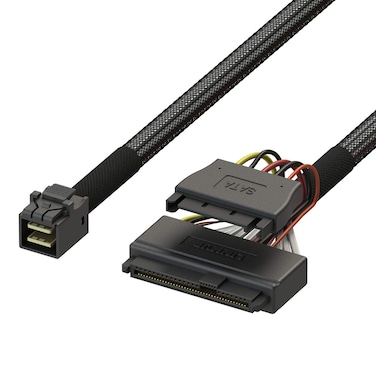 LINKUP - Internal 16G U.2 Cable (85&Icirc;&copy; 85ohm PCIe Gen 4 Mini SAS HD to U.2/SFF-8643 to SFF-8639 Cable) with SATA Power - 1.2 Meters/4 feet