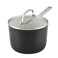 KitchenAid Hard Anodized Ceramic Nonstick Cookware Sauce Pan with Lid, 3 Quart, Matte Black