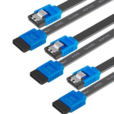 BENFEI SATA Cable III, 3 Pack SATA Cable III 6Gbps Straight HDD SDD Data Cable with Locking Latch 18 Inch Compatible for SATA HDD, SSD, CD Driver, CD Writer - Black