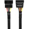 CRJ 4-Pin Molex to 15-Pin SATA Power Adapter Cable - 12-inch (30cm), Black Sleeved - Power SATA Hard Drives, SSDs from a 4-Pin Peripheral Molex Power Supply Connector