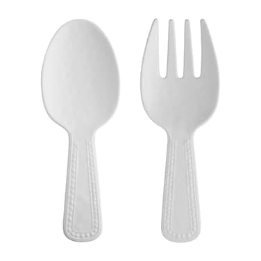 Supreme Housewares 2-Piece 10.75 Inch Melamine Salad Server Serving Utensil Set Includes Salad Spoon and Salad Fork (Pebble)