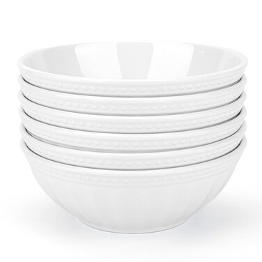 KX-WARE 7-inch Melamine Bowls, 30-ounce Salad/Pasta/Dinner Bowls   set of 6, White