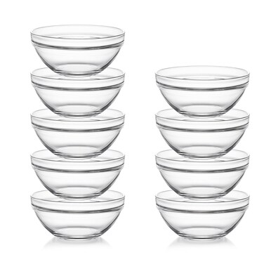 Sweejar 5.5 inch Glass Soup Bowls Set, 20 oz Cereal Bowls, Bowls Set for Cereal Soup Salad Pasta Rice Oatmeal, 9 pack