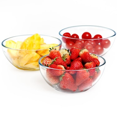 NUTRIUPS 6 Inch Glass Bowls, Small Glass Bowl Set, Clear Tempered Glass Salad Bowls for Kitchen Microwave and Oven Safe