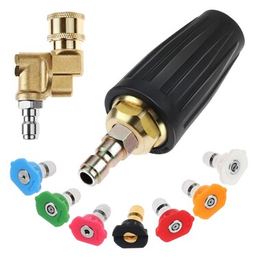 ETERMETA 4000 PSI Pressure Washer Rotating Turbo Nozzle 4.0 GPM with 1/4'' Quick Connector with 7 Pieces Spray Nozzle Tips Kit Multiple Degrees (0, 15, 25, 40, 65 Degrees, Rinse1, Soap2)